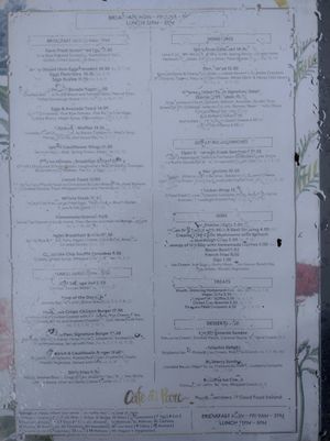 Breakfast and lunch menu at Café Du Parc in Killarney