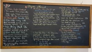 Menu board  at Mang's Mania in Ho Chi Minh City