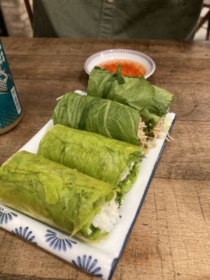 Spring rolls and green mustard rolls   at Mang's Mania in Ho Chi Minh City