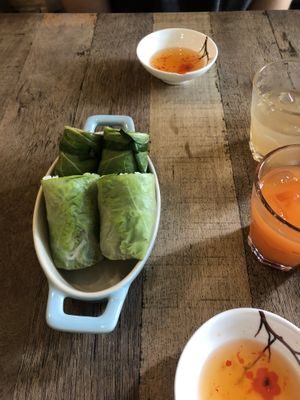 Summer rolls and green mustard rolls  at Mang's Mania in Ho Chi Minh City
