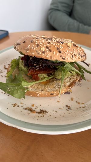 Vegan bagel sandwich   at Moment in Christchurch