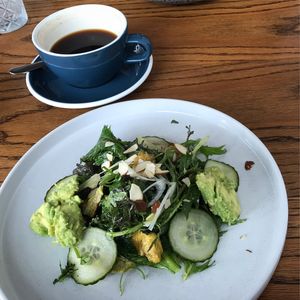 Jalapeño corn fritters and salad (vegan) at Moment in Christchurch