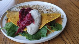 Guten free chickpea crepe. Very good at Moment in Christchurch