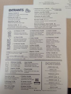 Carta at La Teca Burger in Sabadell