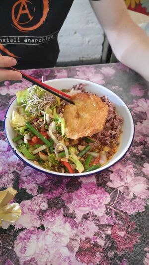 Dish with fake egg at li.ke in Berlin