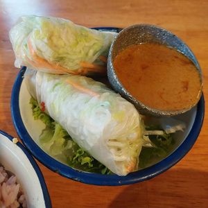 Fresh spring rolls with an amazing sauce. at li.ke in Berlin