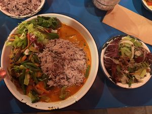 Panang curry and crispy rice salad !  at li.ke in Berlin