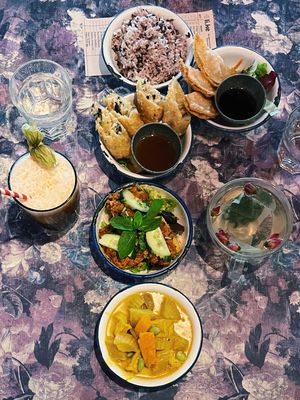 a medley of dishes and drinks at li.ke in Berlin