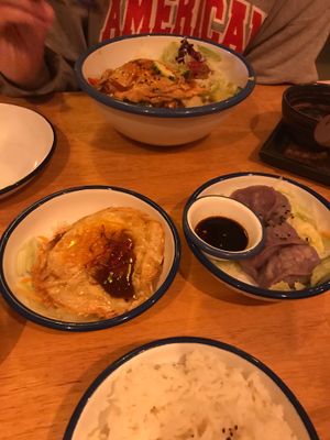 Vegan fried egg and sweet potato dumplings  at li.ke in Berlin