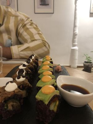 Vegan sushi  at Roots & Rolls in Barcelona