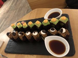 Vegan sushi  at Roots & Rolls in Barcelona