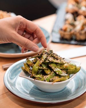Edamame at Roots & Rolls in Barcelona
