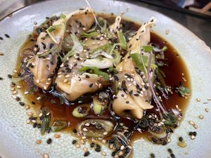 Gyozas at Roots & Rolls in Barcelona