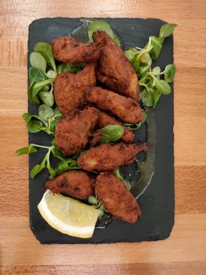 Heura chicken kareage at Roots & Rolls in Barcelona