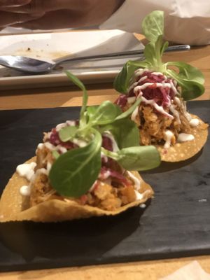 Jackfruit tacos   at Roots & Rolls in Barcelona