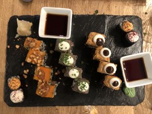 Sushi from the tasting menu - delicious! ⭐️⭐️⭐️⭐️⭐️  at Roots & Rolls in Barcelona