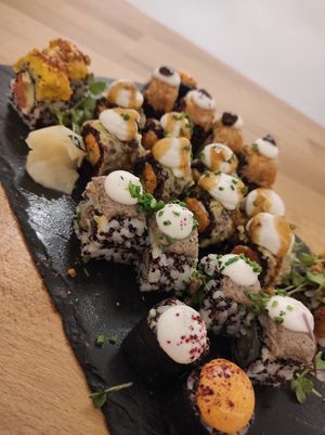 degustation option of sushi 2 at Roots & Rolls in Barcelona