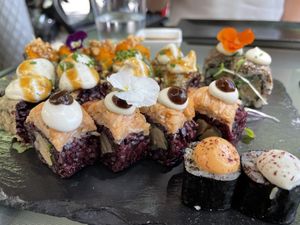 Mixed shush platter  at Roots & Rolls in Barcelona