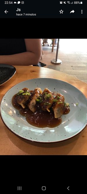 Gyozas at Roots & Rolls in Barcelona