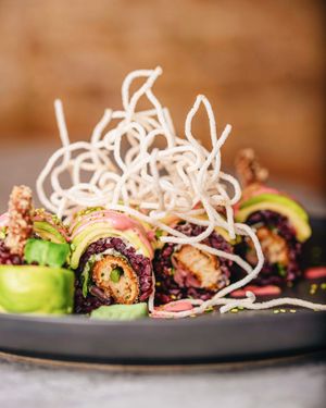 Our newest addition to our vegan sushi: Pink Lady! at Roots & Rolls in Barcelona