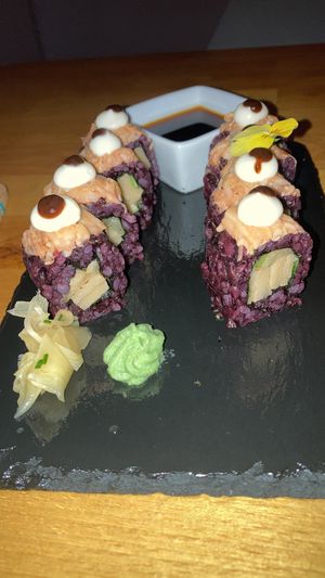 jackfruit sushi   at Roots & Rolls in Barcelona