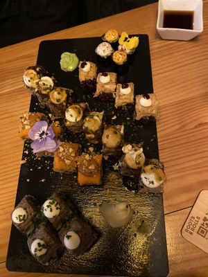 Sushi mix platter  at Roots & Rolls in Barcelona