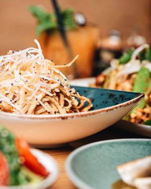 NY peanut noodles... a classic! at Roots & Rolls in Barcelona