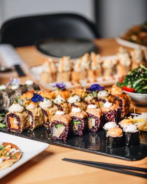 Sushi tasting platter  at Roots & Rolls in Barcelona