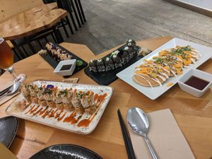 Sushi and okonomiyaki at Roots & Rolls in Barcelona