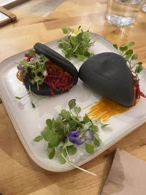 THE BEST THING I EVER ATE IN MY LIFE! BAO BUNS !!! A must must must get!!!!!  at Roots & Rolls in Barcelona