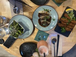 Tapas table   at Roots & Rolls in Barcelona