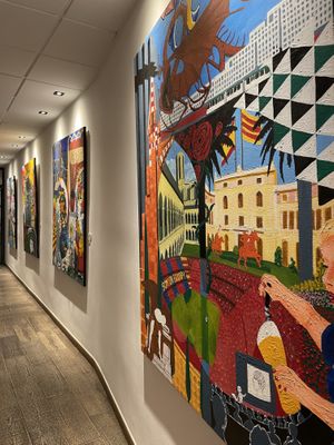 Art at entrance  at Roots & Rolls in Barcelona