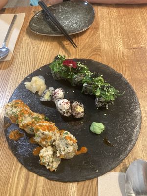 Tasting Menu, 2nd Plate (variety of maki)  at Roots & Rolls in Barcelona