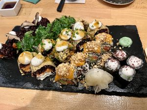 Sushi sampler  at Roots & Rolls in Barcelona