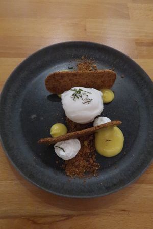 Lemon pie deconstructed  at Roots & Rolls in Barcelona
