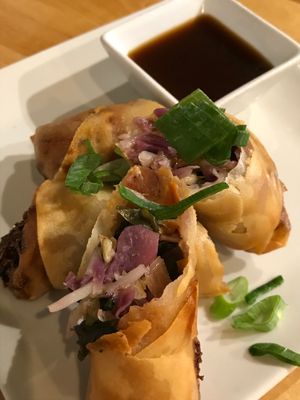 Rollitos de primavera relleno con col fermentado y vegetales 

 at Roots & Rolls in Barcelona