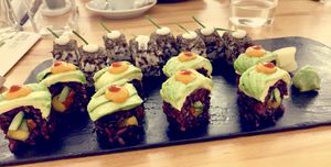 delicious sushi  at Roots & Rolls in Barcelona