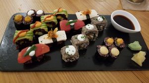 Sushi sampler at Roots & Rolls in Barcelona