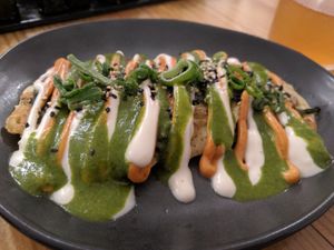 Savory pancakes at Roots & Rolls in Barcelona