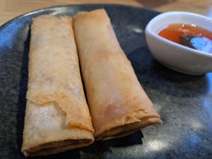 crunchy spring rolls  at Roots & Rolls in Barcelona