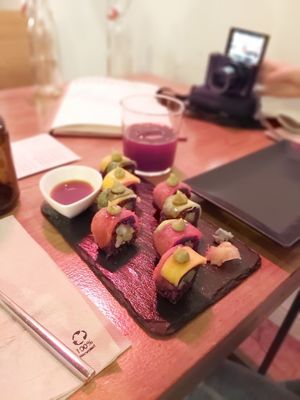 Vegan sushi! ❤️ at Roots & Rolls in Barcelona