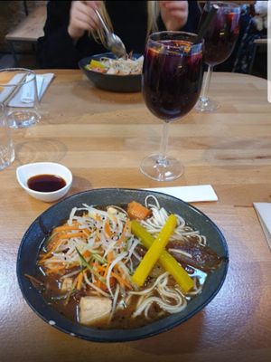 Tofu miso ramen at Roots & Rolls in Barcelona