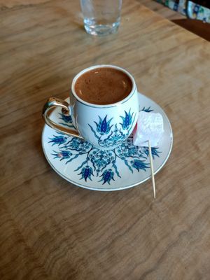 Turkish coffee at Cafe Blue Sage in Cambridge