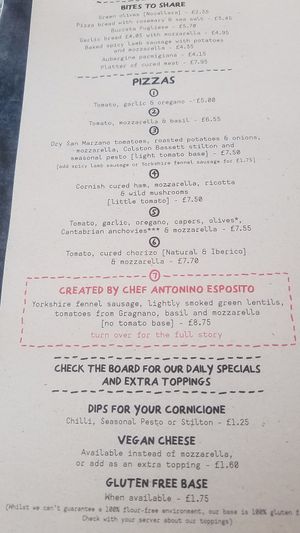 Vegan cheese available at Franco Manca in Bath