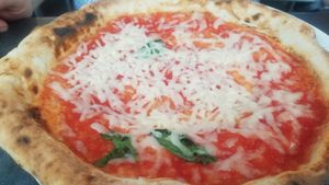 Sauce, basil and vegan cheese at Franco Manca in Bath