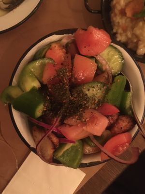 Greek salad without cheese (vegan) at Pergamon Restaurant in Jerusalem