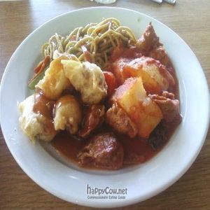 Large lunch plate (I skipped the rice that was one of the available choices) at PAWS Community Resource Centre in Perth