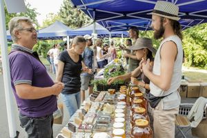 Honey, natural soaps and shampoo at EcoLocal Farmers' Market in Chisinau
