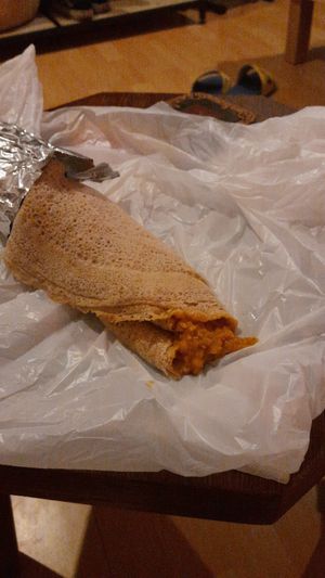 Vega wrap take-away at Abay Blue Nile Taste of Ethopia in Haarlem