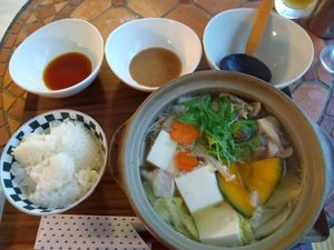 Vegetarian hotpot at Peace Kawaguchiko in Yamanashi